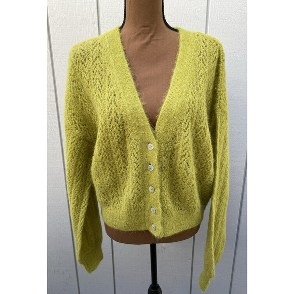 Free People Sweaters - NWT Free People Green Citronelle Heather Sweater Alpaca Blend Amelia Cardi Large